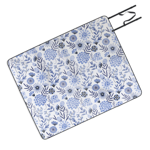 Pimlada Phuapradit Blue and white floral 3 Picnic Blanket