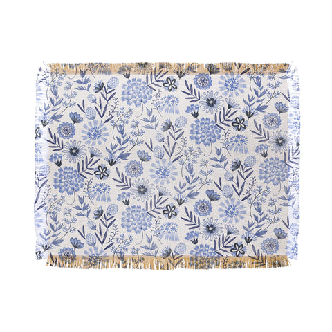 Pimlada Phuapradit Blue and white floral 3 Throw Blanket