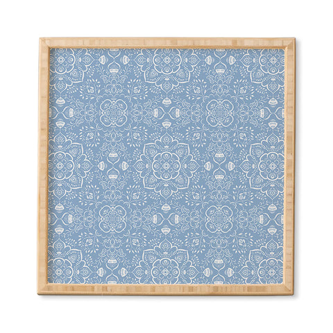 Pimlada Phuapradit Blue and white ivy tiles Framed Wall Art