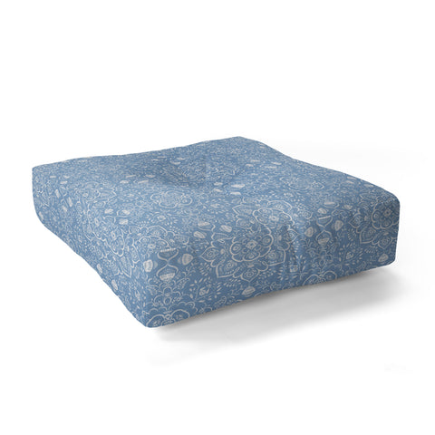 Pimlada Phuapradit Blue and white ivy tiles Floor Pillow Square