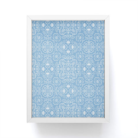 Pimlada Phuapradit Blue and white ivy tiles Framed Mini Art Print