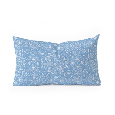 Pimlada Phuapradit Blue and white ivy tiles Oblong Throw Pillow