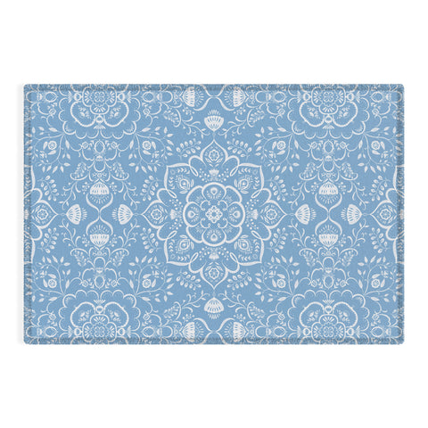 Pimlada Phuapradit Blue and white ivy tiles Outdoor Rug