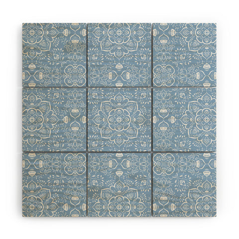 Pimlada Phuapradit Blue and white ivy tiles Wood Wall Mural