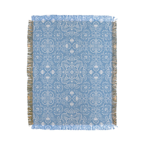 Pimlada Phuapradit Blue and white ivy tiles Throw Blanket