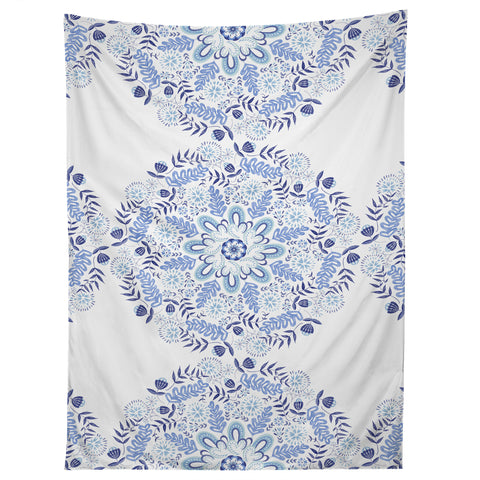 Pimlada Phuapradit Blue and white mandala 1 Tapestry