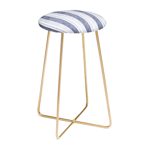 Pimlada Phuapradit Blue and white painted stripe Counter Stool