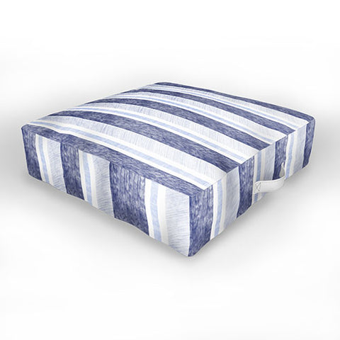 Pimlada Phuapradit Blue and white painted stripe Outdoor Floor Cushion