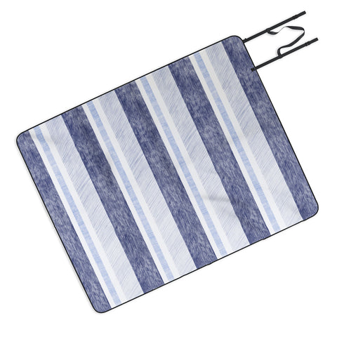 Pimlada Phuapradit Blue and white painted stripe Picnic Blanket