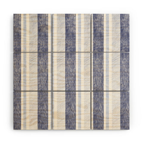 Pimlada Phuapradit Blue and white painted stripe Wood Wall Mural