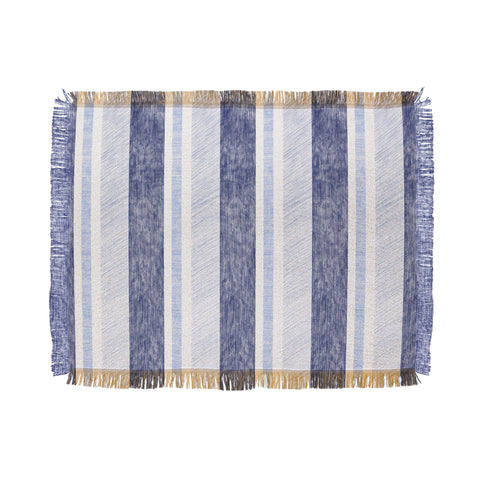 Pimlada Phuapradit Blue and white painted stripe Throw Blanket
