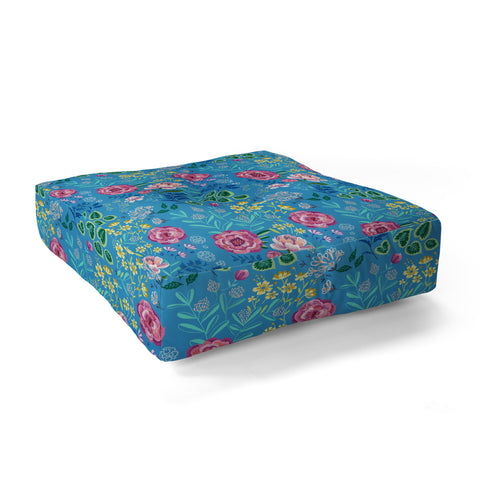 Pimlada Phuapradit Blue Garden Floor Pillow Square