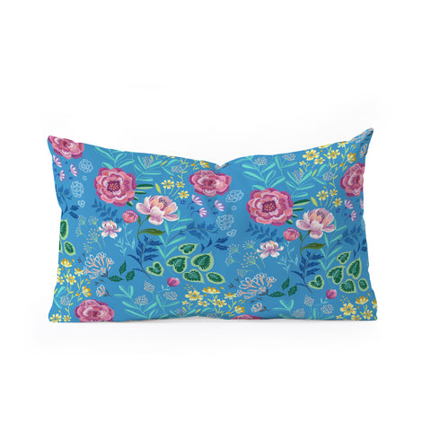 Pimlada Phuapradit Blue Garden Oblong Throw Pillow