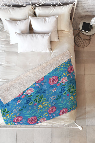 Pimlada Phuapradit Blue Garden Fleece Throw Blanket