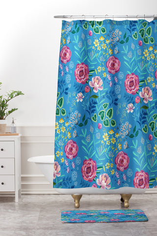 Pimlada Phuapradit Blue Garden Shower Curtain And Mat