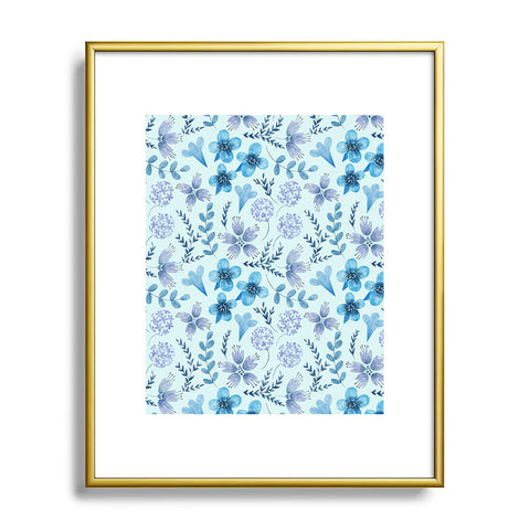 Pimlada Phuapradit Blue Velvet floral Metal Framed Art Print
