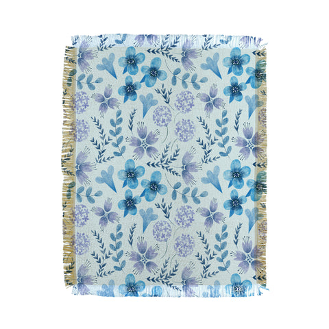Pimlada Phuapradit Blue Velvet floral Throw Blanket