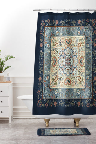 Pimlada Phuapradit Botanic Blue Shower Curtain And Mat