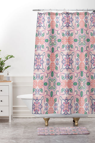Pimlada Phuapradit Briony Pink Shower Curtain And Mat