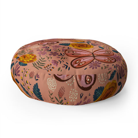 Pimlada Phuapradit Butterfly twins Floor Pillow Round
