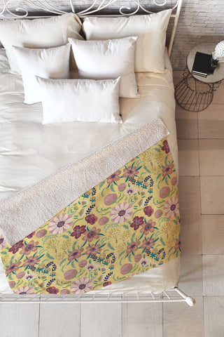 Pimlada Phuapradit Canary Floral Fleece Throw Blanket