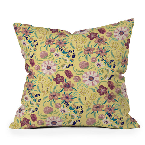 Pimlada Phuapradit Canary Floral Throw Pillow