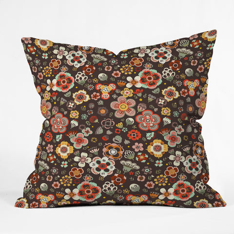 Pimlada Phuapradit Candy Floral Cacao Outdoor Throw Pillow