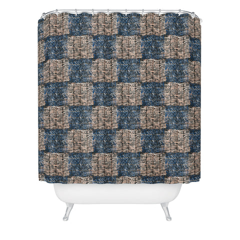 Pimlada Phuapradit Checkerboard blue and pink Shower Curtain