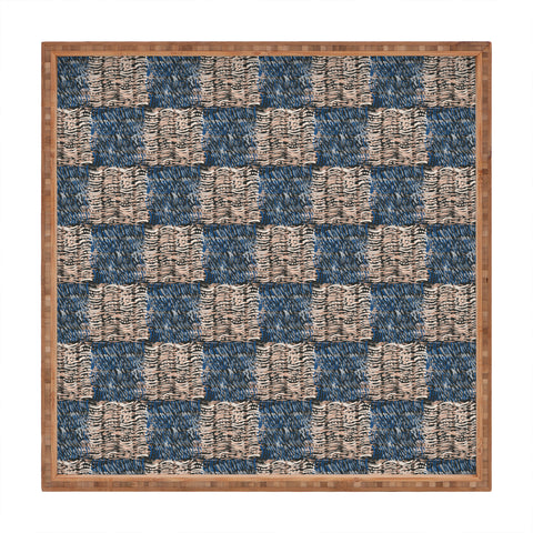 Pimlada Phuapradit Checkerboard blue and pink Square Tray