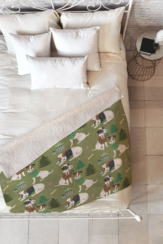 Pimlada Phuapradit Christmas Canine Jack Russell Fleece Throw Blanket
