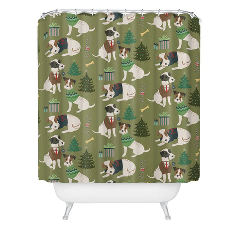Pimlada Phuapradit Christmas Canine Jack Russell Shower Curtain