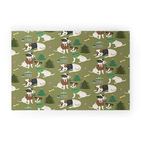 Pimlada Phuapradit Christmas Canine Jack Russell Welcome Mat