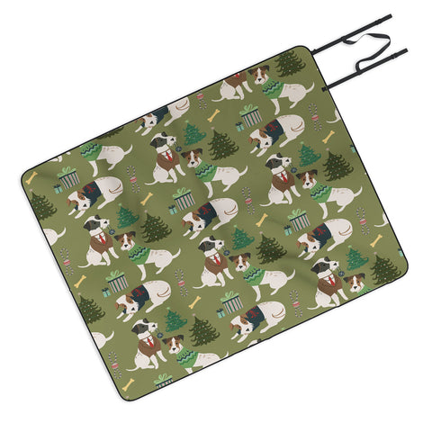 Pimlada Phuapradit Christmas Canine Jack Russell Picnic Blanket