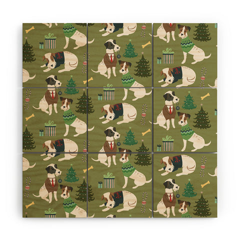 Pimlada Phuapradit Christmas Canine Jack Russell Wood Wall Mural