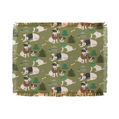 Pimlada Phuapradit Christmas Canine Jack Russell Throw Blanket