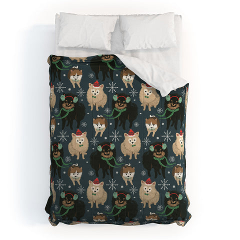 Pimlada Phuapradit Christmas Canine Pomeranian Comforter