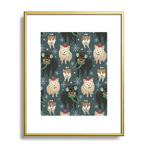Pimlada Phuapradit Christmas Canine Pomeranian Metal Framed Art Print