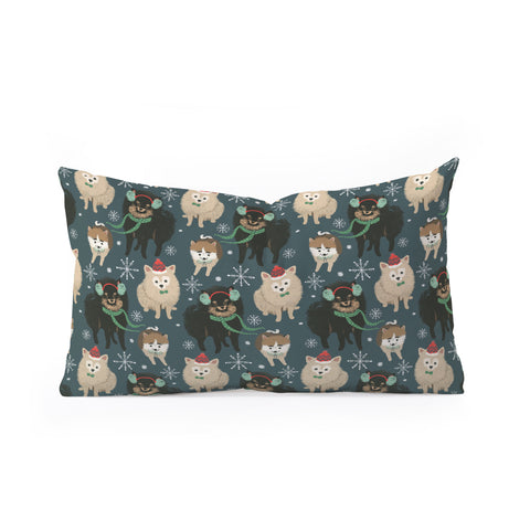 Pimlada Phuapradit Christmas Canine Pomeranian Oblong Throw Pillow