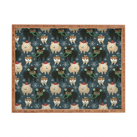 Pimlada Phuapradit Christmas Canine Pomeranian Rectangular Tray