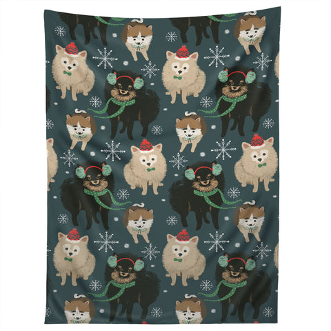 Pimlada Phuapradit Christmas Canine Pomeranian Tapestry