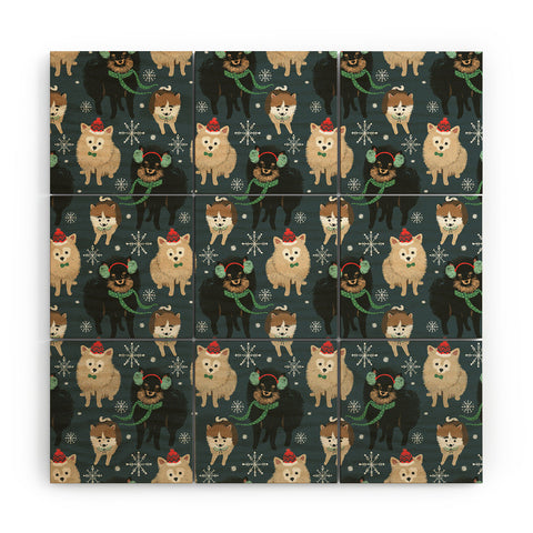 Pimlada Phuapradit Christmas Canine Pomeranian Wood Wall Mural