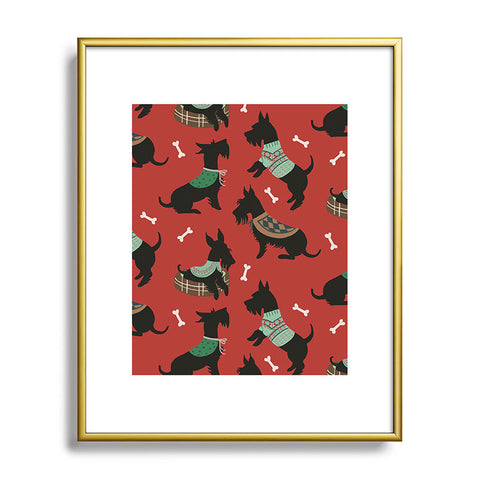 Pimlada Phuapradit Christmas Canine Scottie Metal Framed Art Print