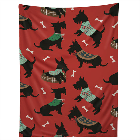Pimlada Phuapradit Christmas Canine Scottie Tapestry