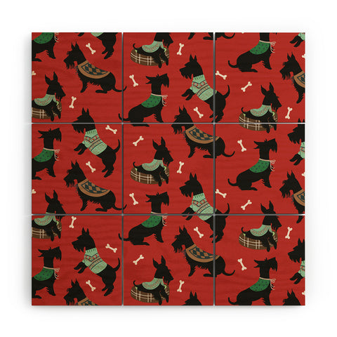 Pimlada Phuapradit Christmas Canine Scottie Wood Wall Mural