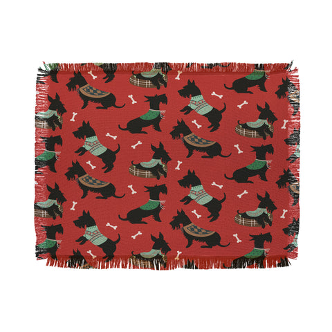 Pimlada Phuapradit Christmas Canine Scottie Throw Blanket
