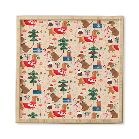 Pimlada Phuapradit Christmas Dachshund Framed Wall Art