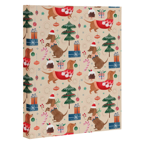 Pimlada Phuapradit Christmas Dachshund Art Canvas