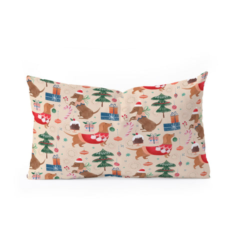 Pimlada Phuapradit Christmas Dachshund Oblong Throw Pillow