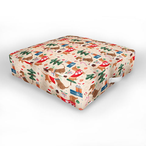 Pimlada Phuapradit Christmas Dachshund Outdoor Floor Cushion