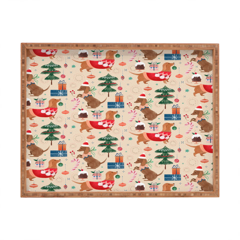 Pimlada Phuapradit Christmas Dachshund Rectangular Tray